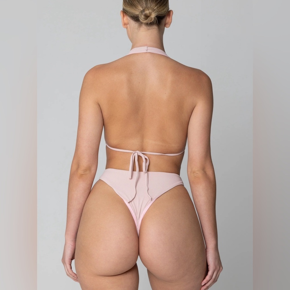 Selina Rae The Victoria One Piece Ribbed Swimsuit Bikini Bodysuit Ballet Pink - Picture 3 of 7
